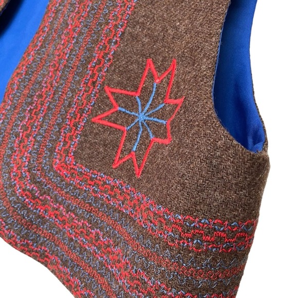Vintage Handmade Kids Hippie Vest Embroidered Boho Childrens Brown Southwest - Picture 2 of 4